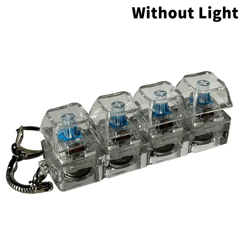 4/9 Keys Mechanical Keyboard Axis Tester LED Keyboard Key Toy Stress Relief DIY Button Keycap Fidget Keychain Toys Gift